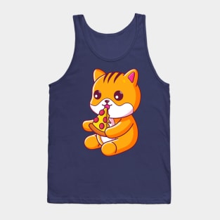 Cute cat eating pizza Tank Top